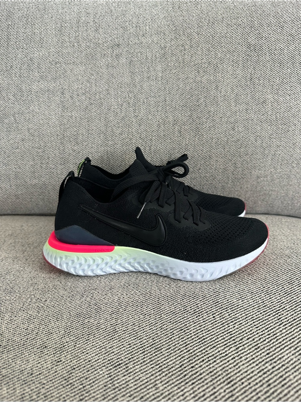 Nike Epic React Flyknit 2 (Black/Pink/Volt) - Women's Size 8.5 (EUR 40)